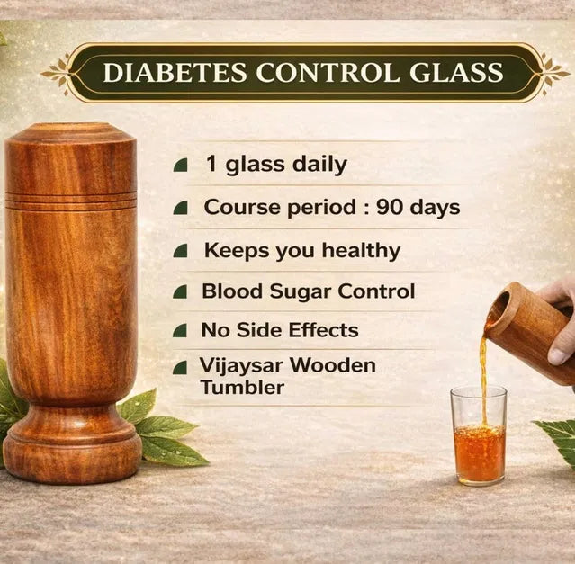 SUGAR Balance Vijaysar Wooden Glass for Diabetes & Blood Sugar